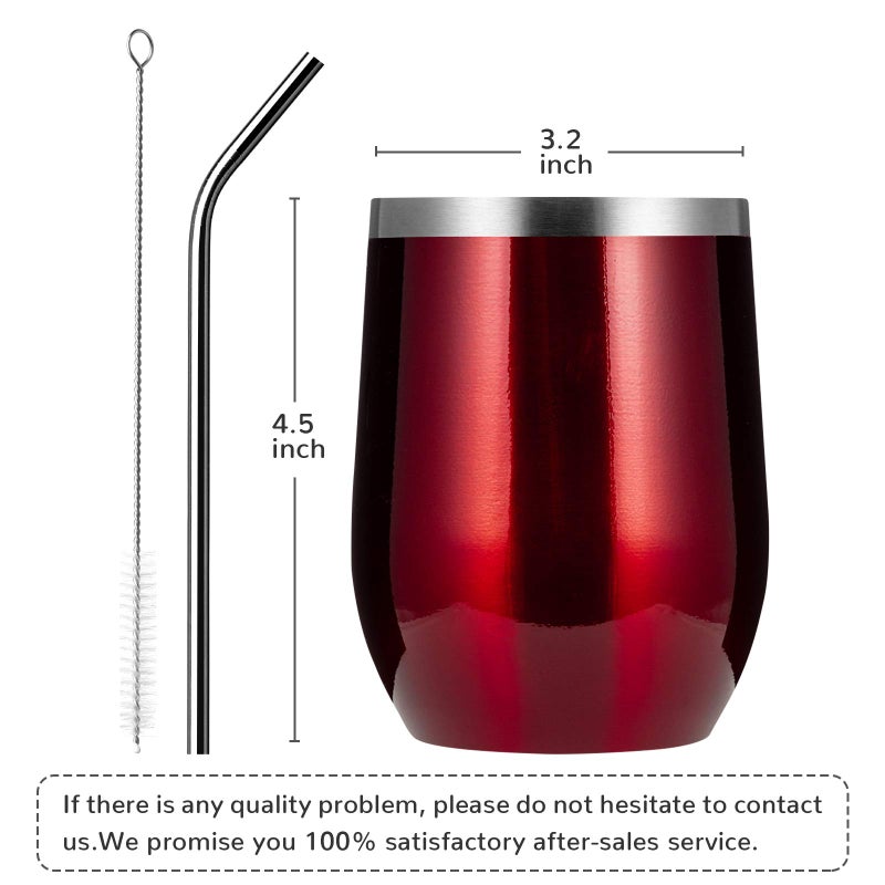 MEWAY Stemless 12oz Wine Tumbler Glasses with Lid -Insulated Double Wall Vacuum Stainless Steel Travel Tumbler with Straw,for Woman Under 10 dollars (Burgundy,1) - Image 4